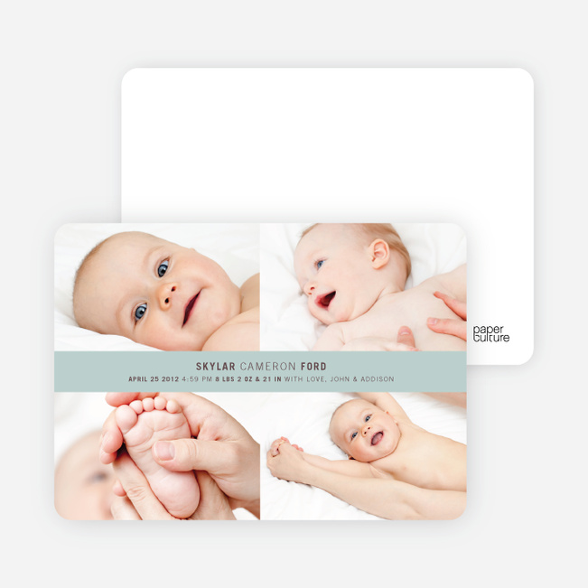 4 Photo Birth Announcements - Bed Ice
