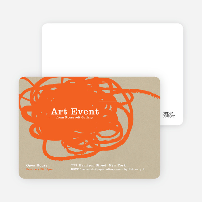 Abstract Brush Invitations - Orange Scribble