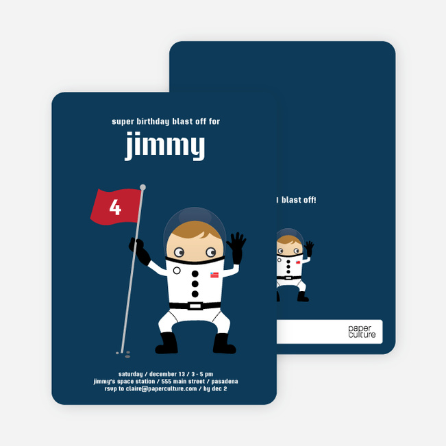 Astronaut Birthday Invitation - Blueberry