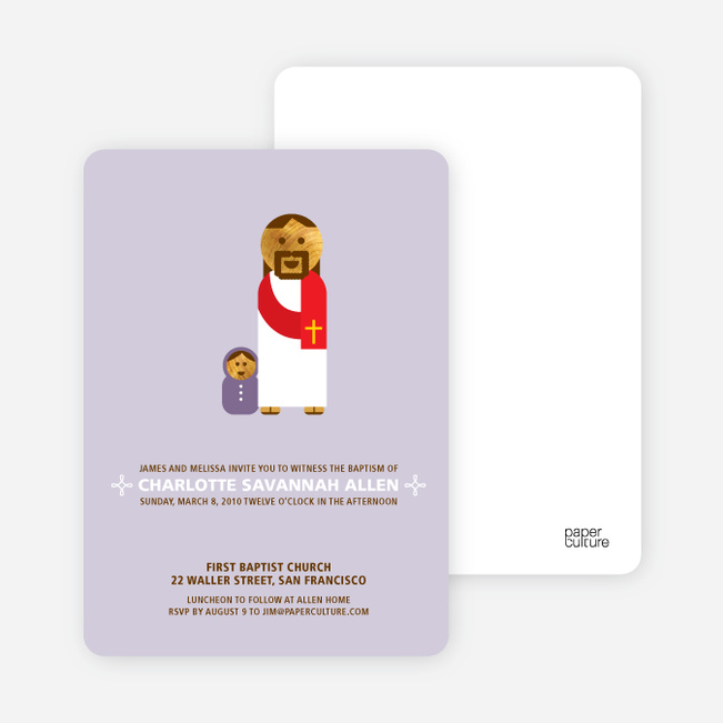 Baby and Jesus Baptism Invitation - Pale Purple