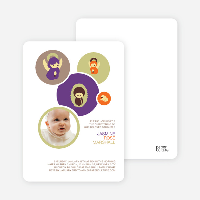 Baptism Invitation: Hark, the Angels Sing - Purple