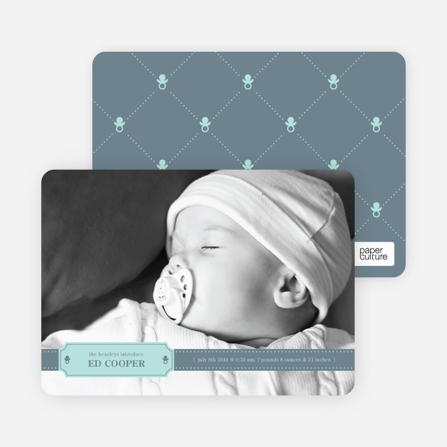 Binky Pacifier Baby Announcements - Slate