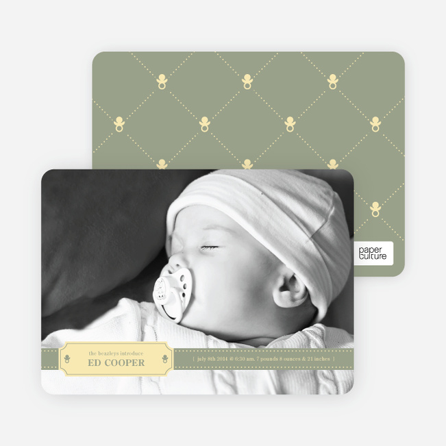 Binky Pacifier Baby Announcements - Celadon