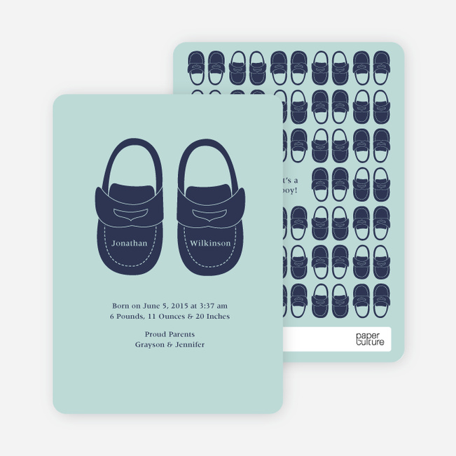 Boys’ Shoes Modern Baby Announcement - Baby Blue