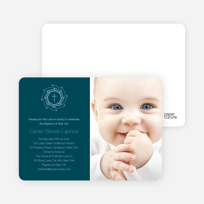 Christmas and Holiday Baptism Invitation - Baby Blue