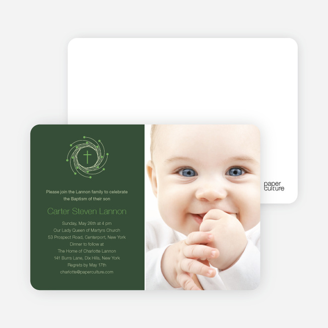 Christmas and Holiday Baptism Invitation - Light Green