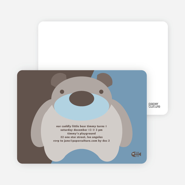 Cuddly Bear Birthday Party Invitations - Blueberry Bear