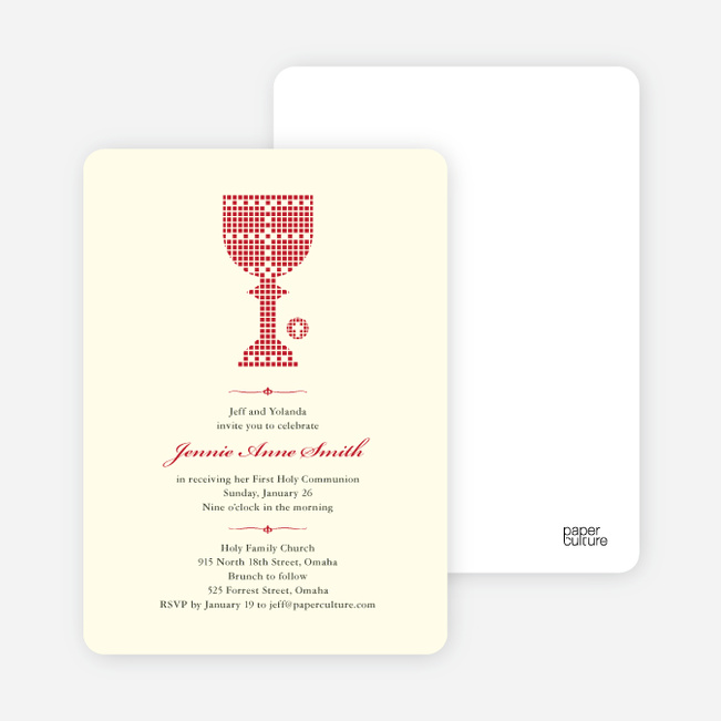 First Sacrament Chalice Holy Communion Invitation - Brick Red