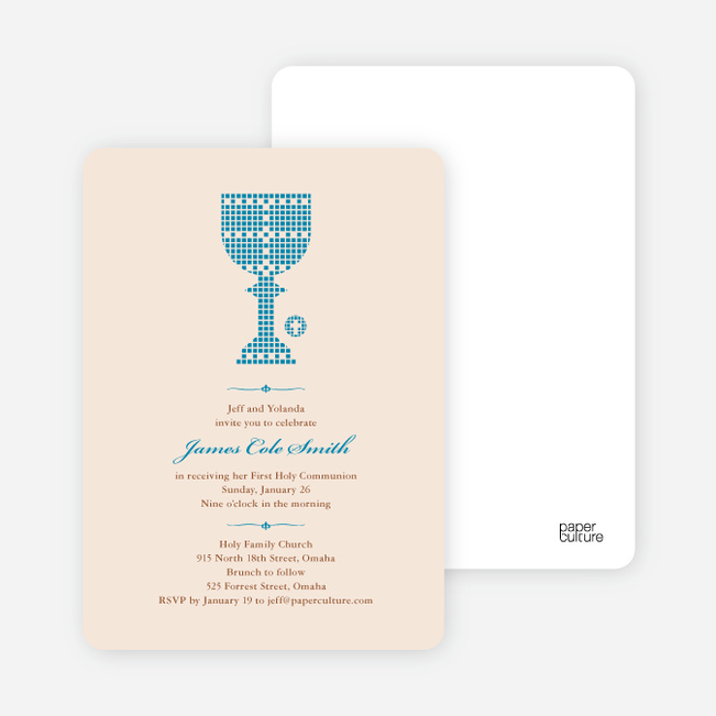 First Sacrament Chalice Holy Communion Invitation - Royal Blue