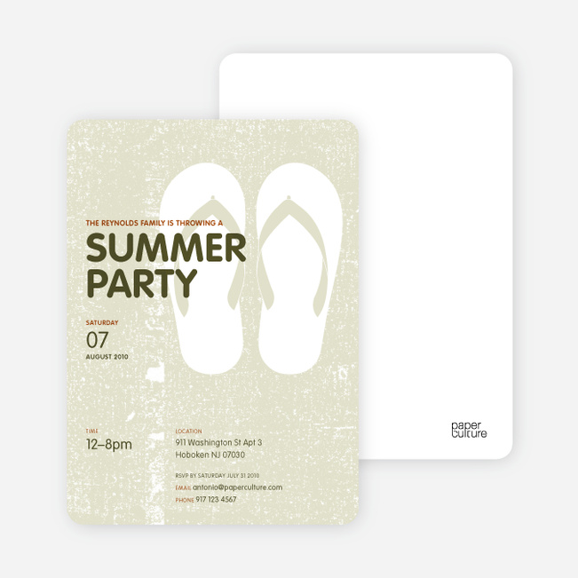 Flip Flop Summer Party Invitations - Light Sage