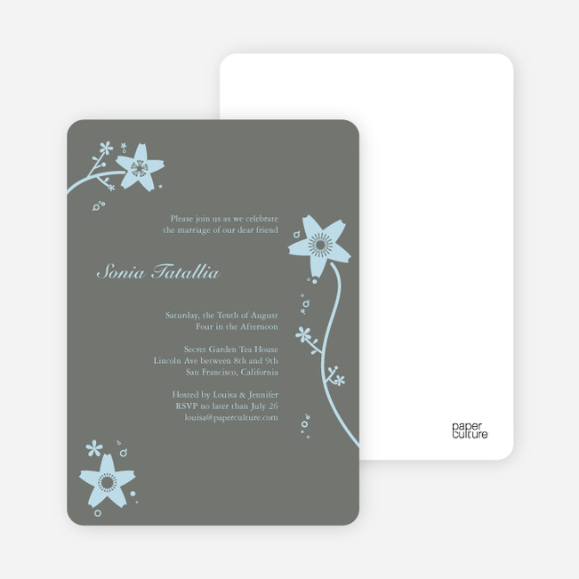 Floral Bridal Shower Invites - Baby Blue