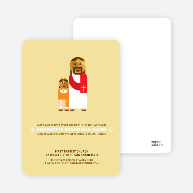 Girl and Jesus Baptism Invitation - Pale Marigold