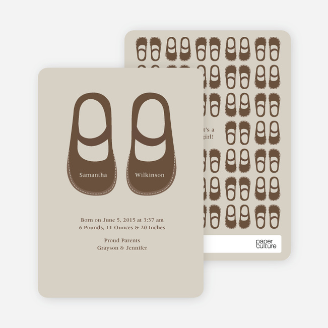 Girls’ Shoes Modern Baby Announcement - Sand