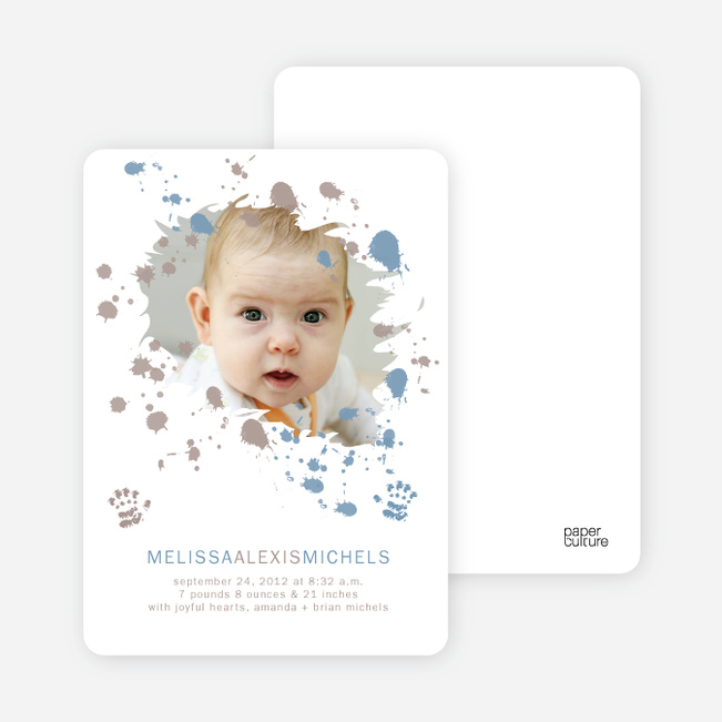 Jackson Pollock Redux Birth Announcements - Blue Whale