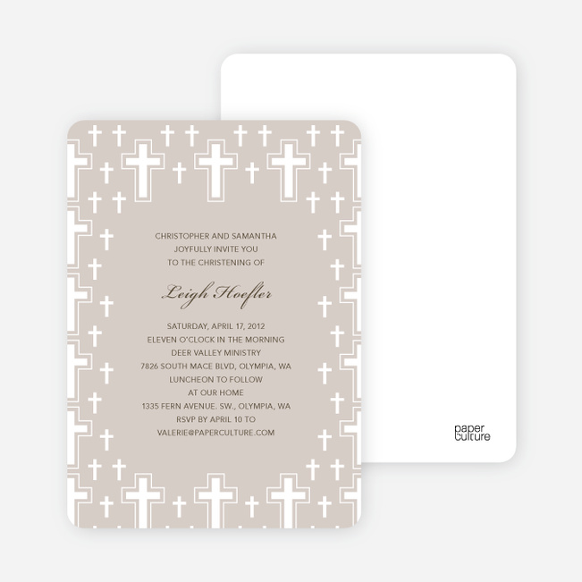 Light of the Cross Baptism and Christening Invitations - Gray