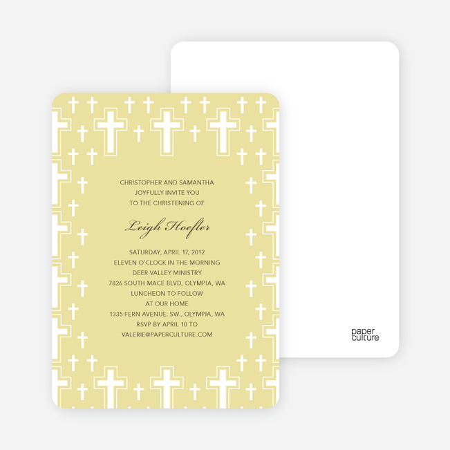 Light of the Cross Baptism and Christening Invitations - Yellow