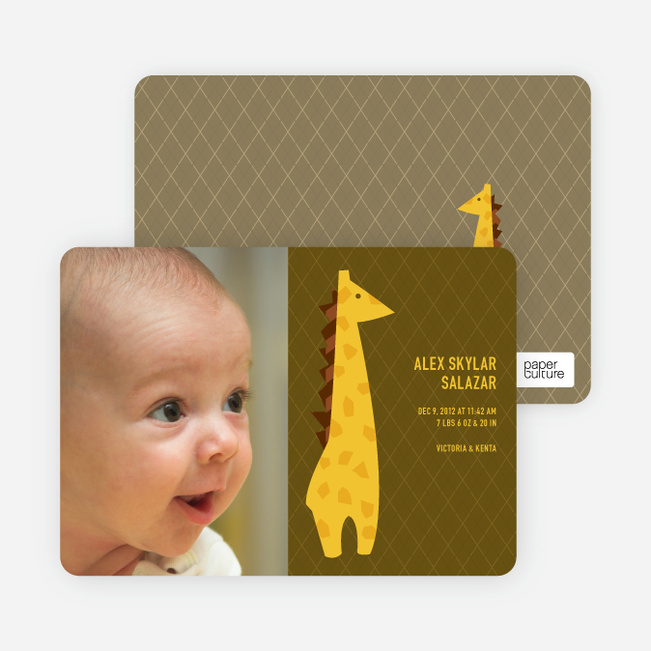 Long Neck or No Neck Baby Announcement - Dark Olive