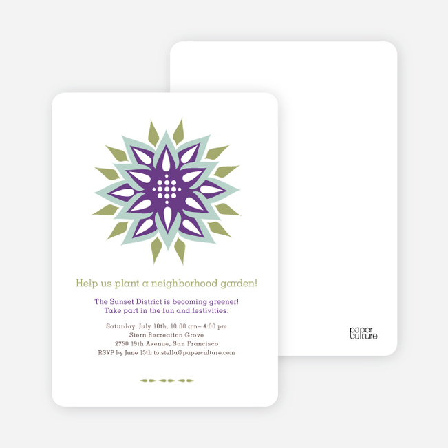 Modern Flower Garden Party Invitations - Magenta