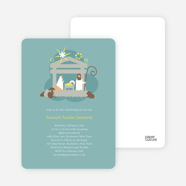Nativity Scene Christmas Card - Greenish Blue