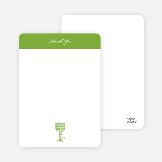 Note Cards: ‘First Sacrament – Chalice’ cards. - Apple Green