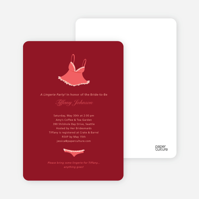 Ooh La La Bridal Shower Invitations - Fire Brick
