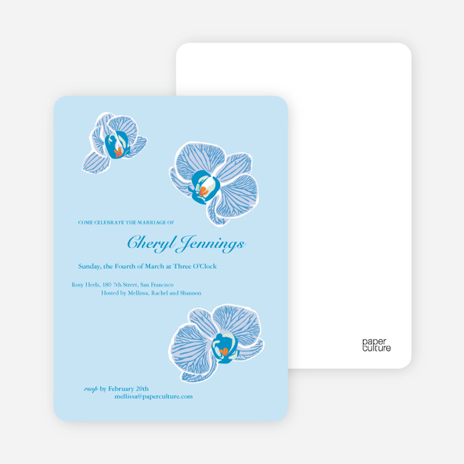 Orchid Bridal Shower Invitations - Baby Blue