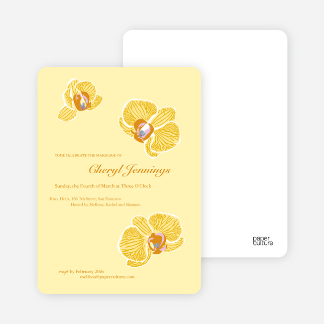 Orchid Bridal Shower Invitations - Lemon Yellow