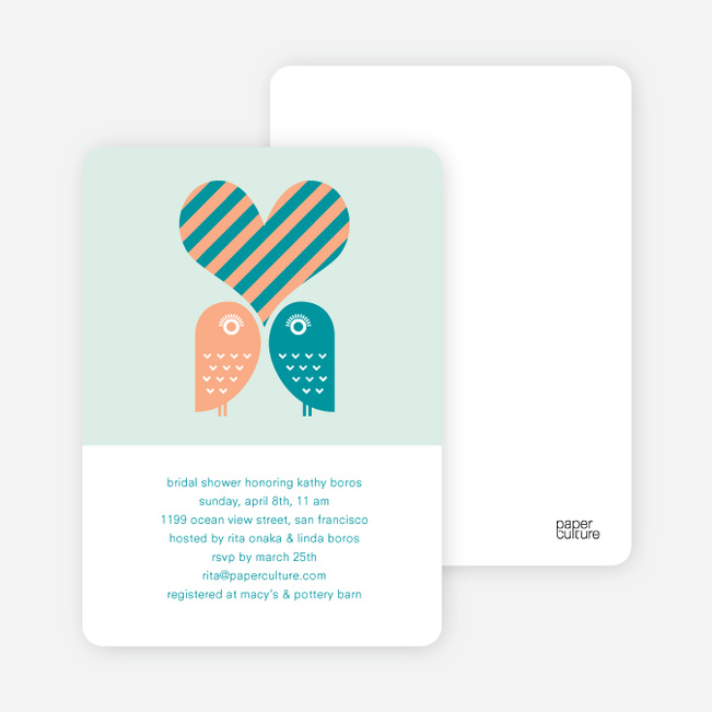 Owls in Love Bridal Shower Invitations - Teal