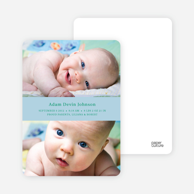 Photo Sandwich Birth Announcements - Blue Blanky