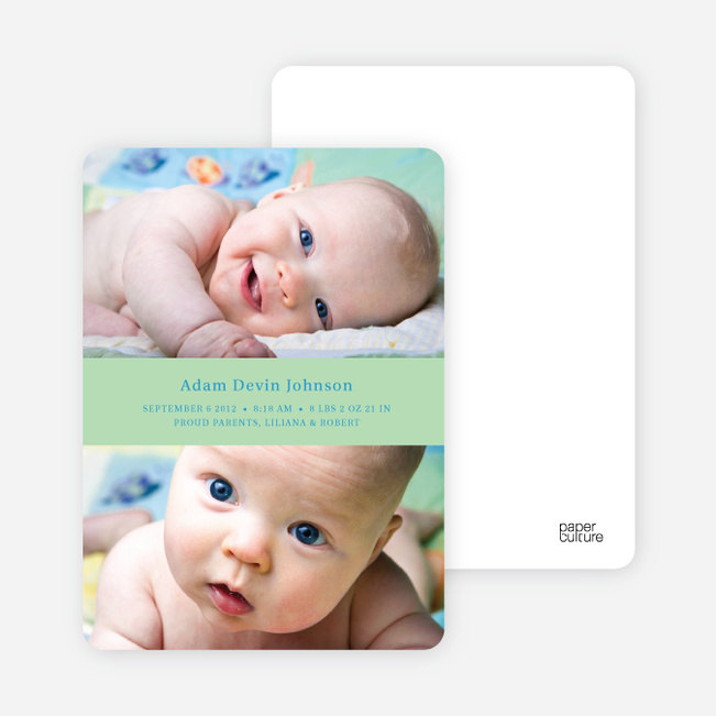 Photo Sandwich Birth Announcements - Lime Float