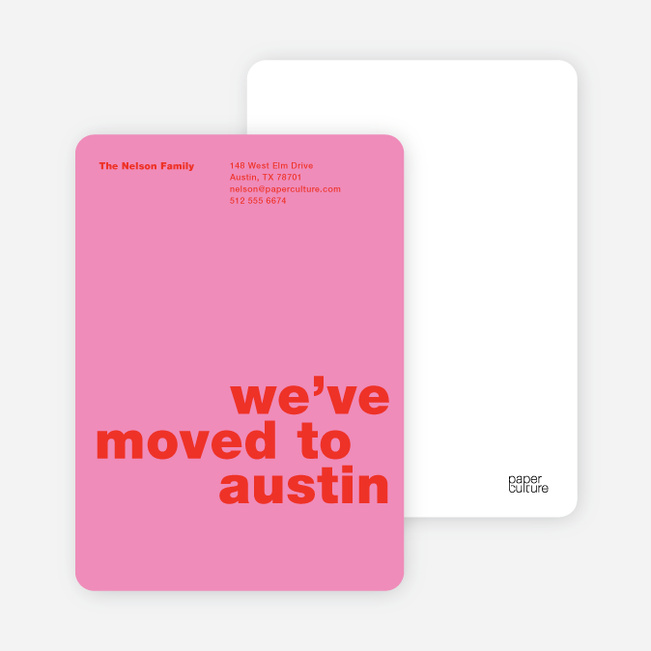 Simply Text Minimalist Moving Announcements - Hot Pink
