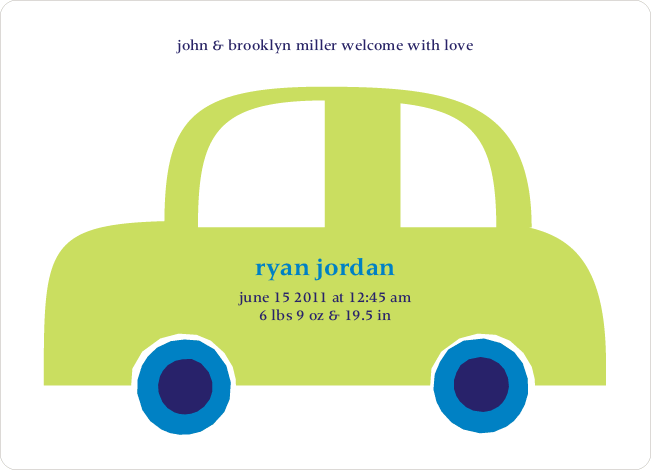 Not-So-Ferrari Like Car Baby Announcement - Lime Green