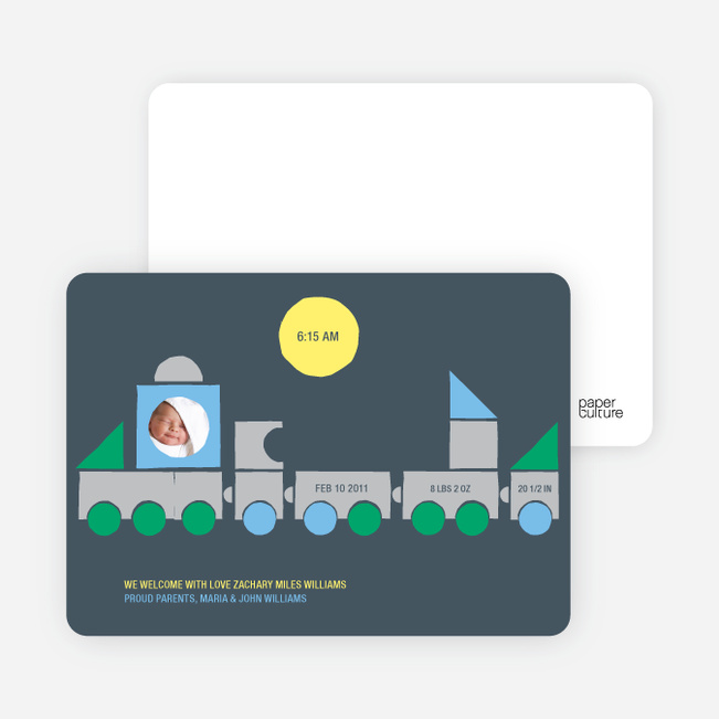 Train Baby Announcement - Green
