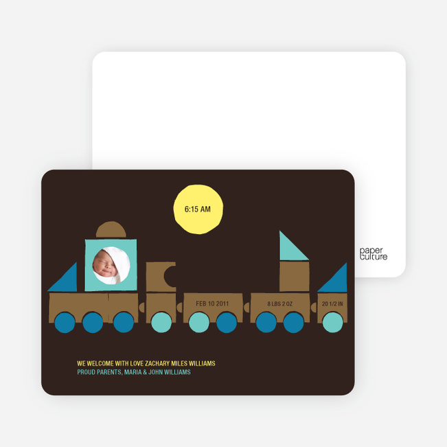 Train Baby Announcement - Burly Wood