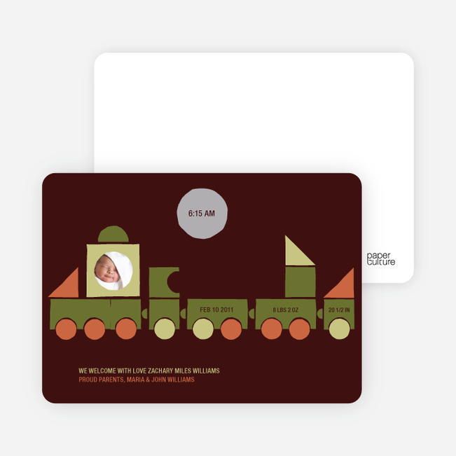Train Baby Announcement - Burgundy