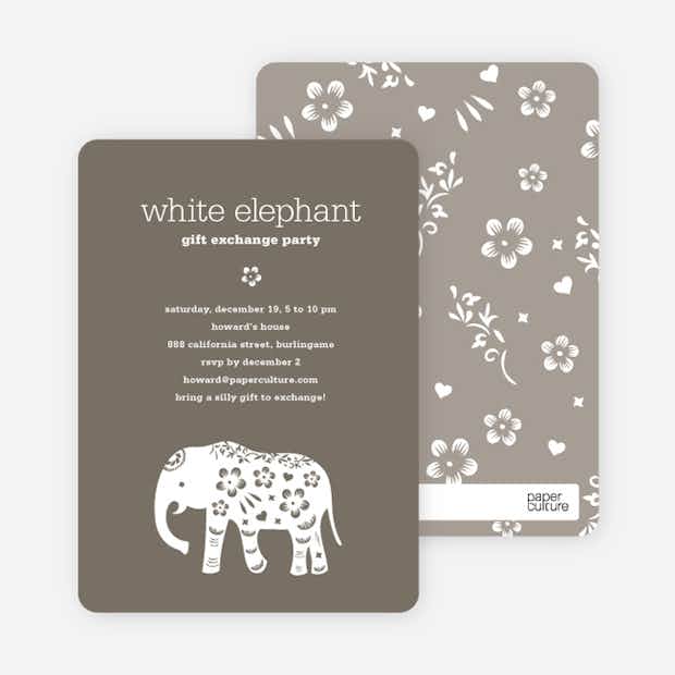 White Elephant Party Invitations - Main