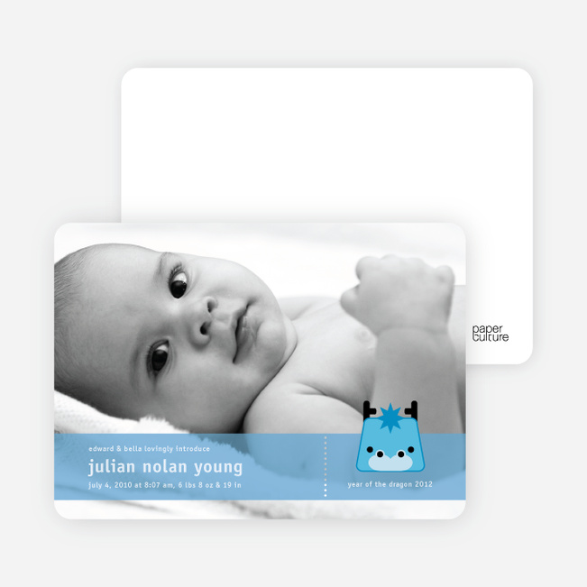 Year of the Dragon Birth Announcements - Cornflower Blue