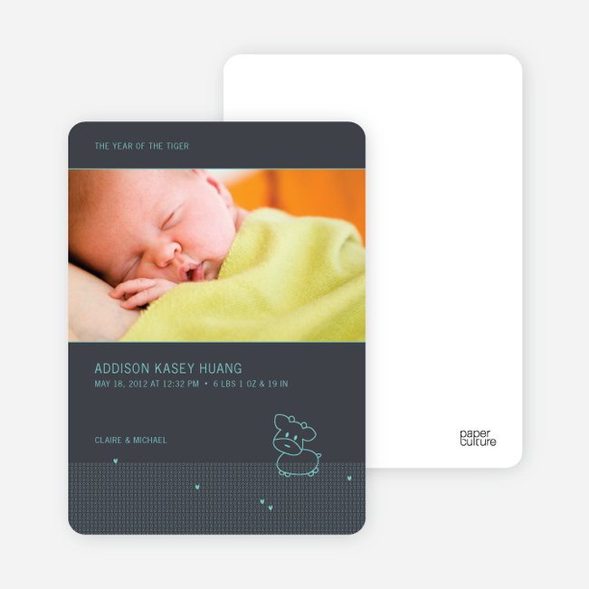 Year of the Ox Modern Baby Announcement - Dark Grey