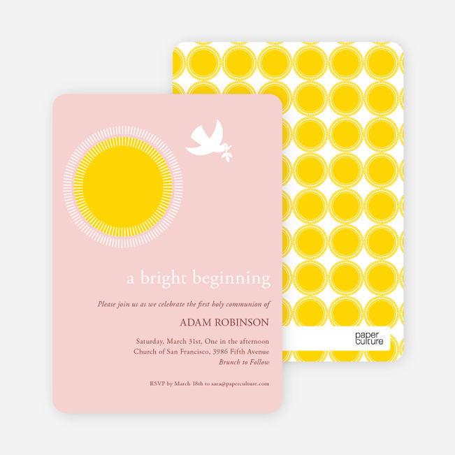 Dove Blessings Holy Communion Invitations - Pink