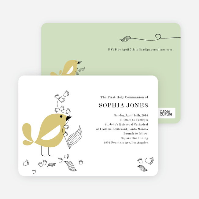 Holy Communion Bird Invitations - Orange