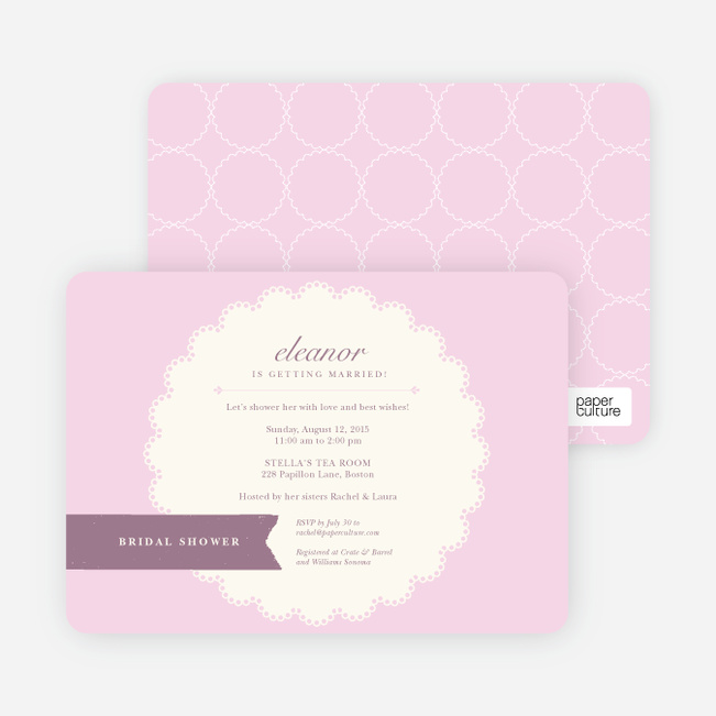Lace Doily Bridal Sower Invitations - Pink