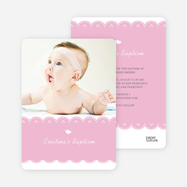 Dove Baptism Invitations - Pink