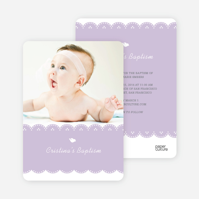 Dove Baptism Invitations - Purple