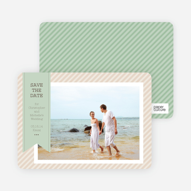Photo Label Save the Date Cards - Green