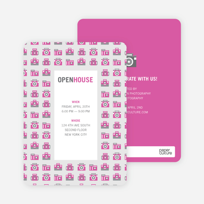 Photography themed Party Invitations for Camera and Photo Enthusiasts - Pink