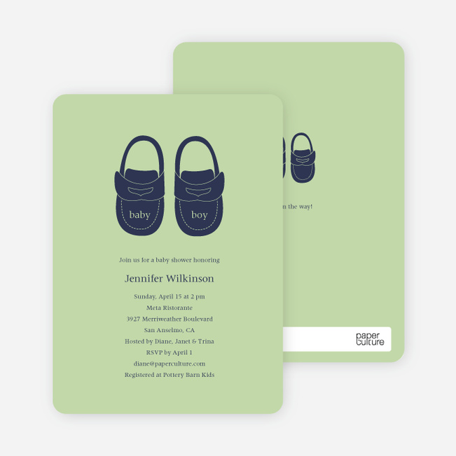 Baby’s Got a New Pair of Shoes Baby Shower Invitations - Celadon