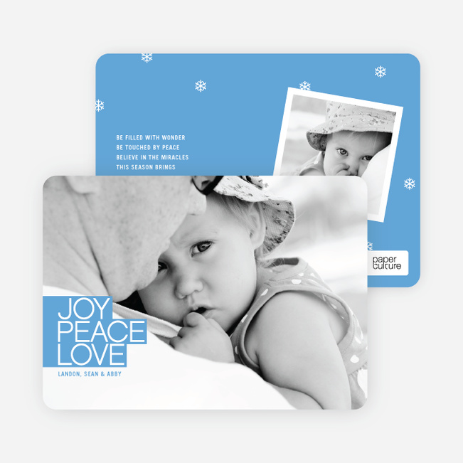 Bold Joy, Peace & Love Holiday Photo Cards - Sky Blue