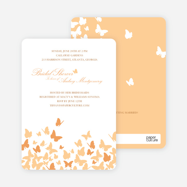 Butterfly Joy Wedding Shower Invitations - Papaya