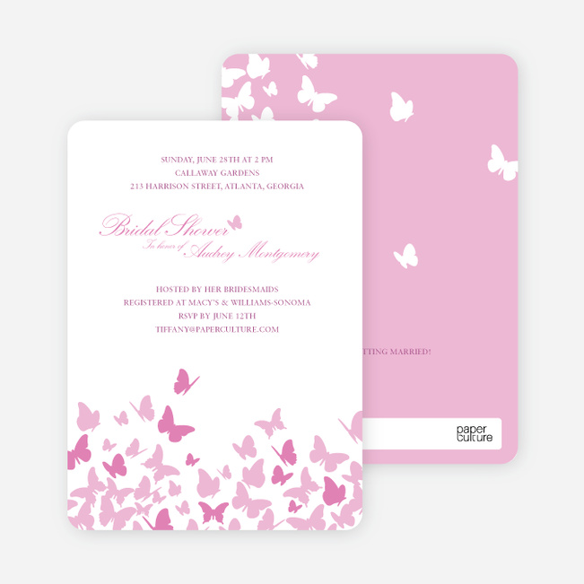 Butterfly Joy Wedding Shower Invitations - Fuschia