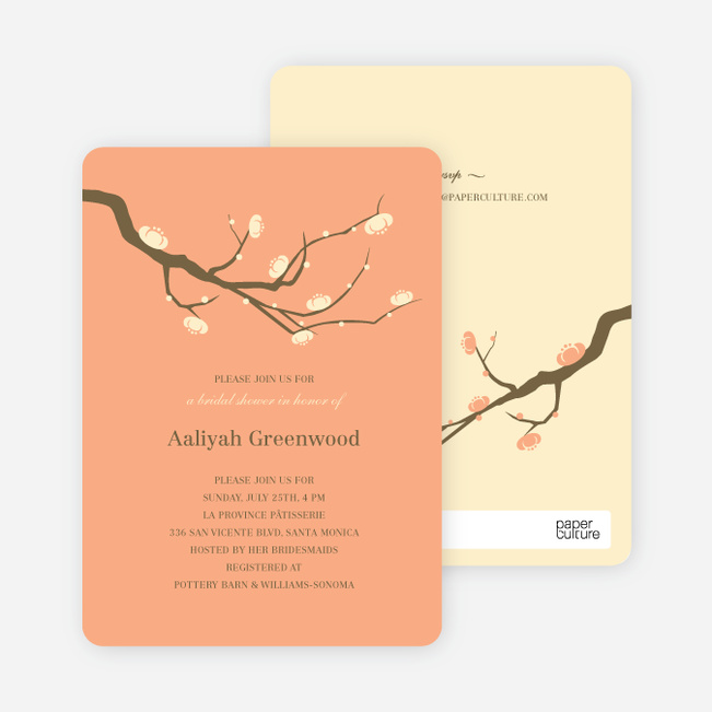 Flower Themed Wedding Shower Invitations - Apricot